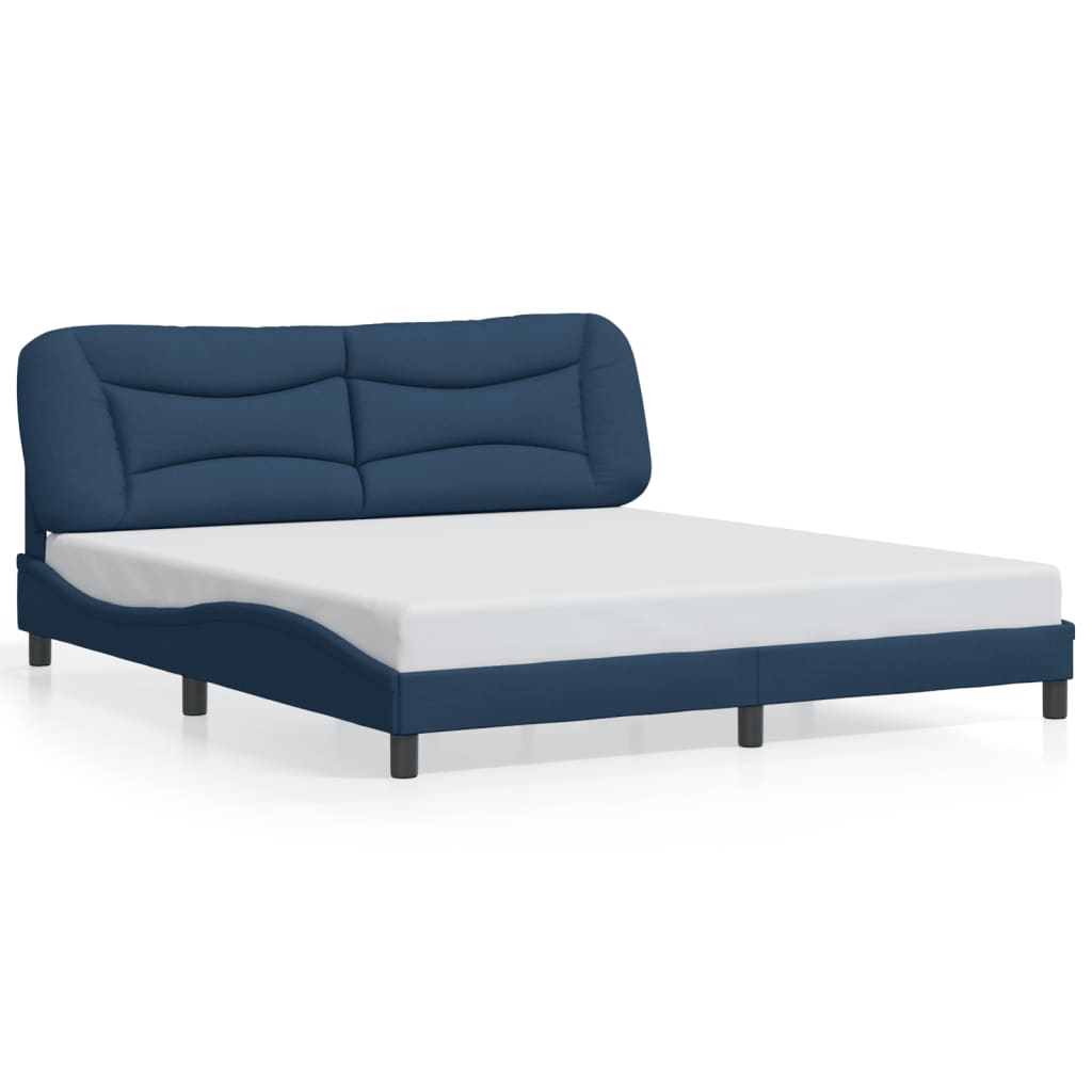 Bedframe met LED zonder matras "Hvar" 180x200 cm stof blauw is nu te koop bij PeponiXL, paradijselijk wonen!