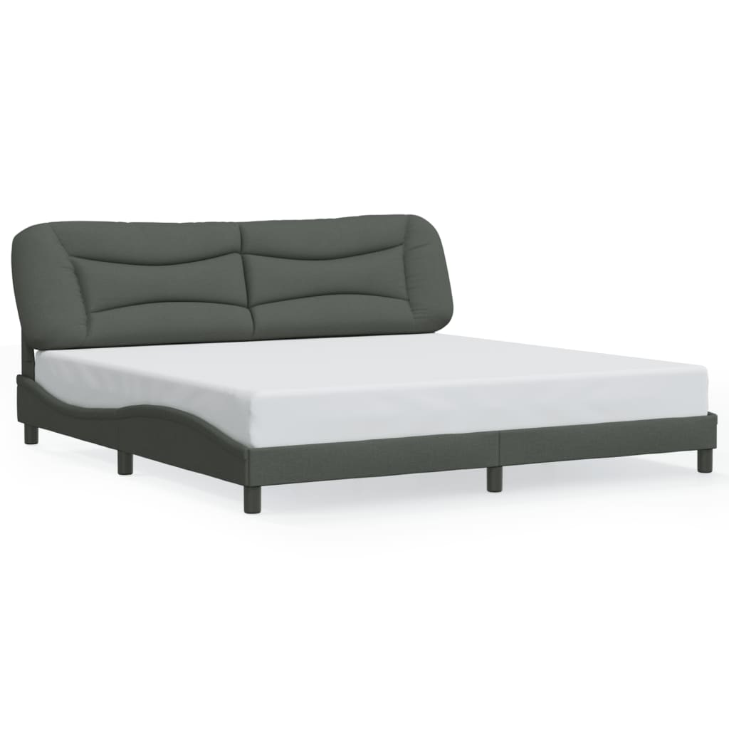Bedframe met LED zonder matras "Hvar" 200x200 cm stof donkergrijs is nu te koop bij PeponiXL, paradijselijk wonen!