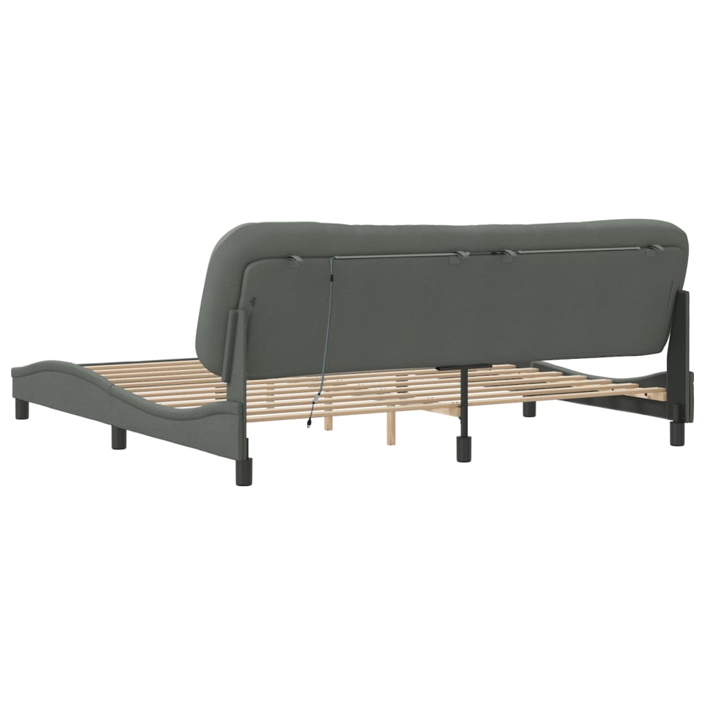 Bedframe met LED zonder matras "Hvar" 200x200 cm stof donkergrijs is nu te koop bij PeponiXL, paradijselijk wonen!