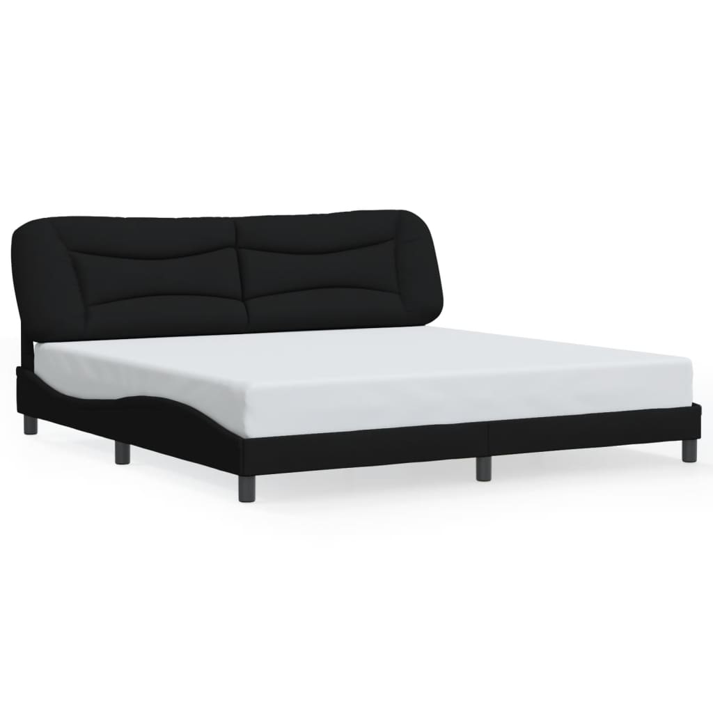 Bedframe met LED zonder matras "Hvar" 200x200 cm stof zwart is nu te koop bij PeponiXL, paradijselijk wonen!