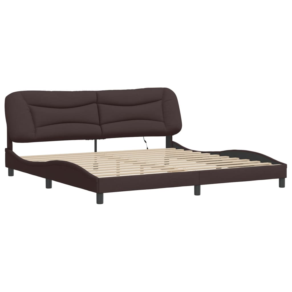 Bedframe met LED zonder matras "Hvar" 200x200 cm stof donkerbruin is nu te koop bij PeponiXL, paradijselijk wonen!