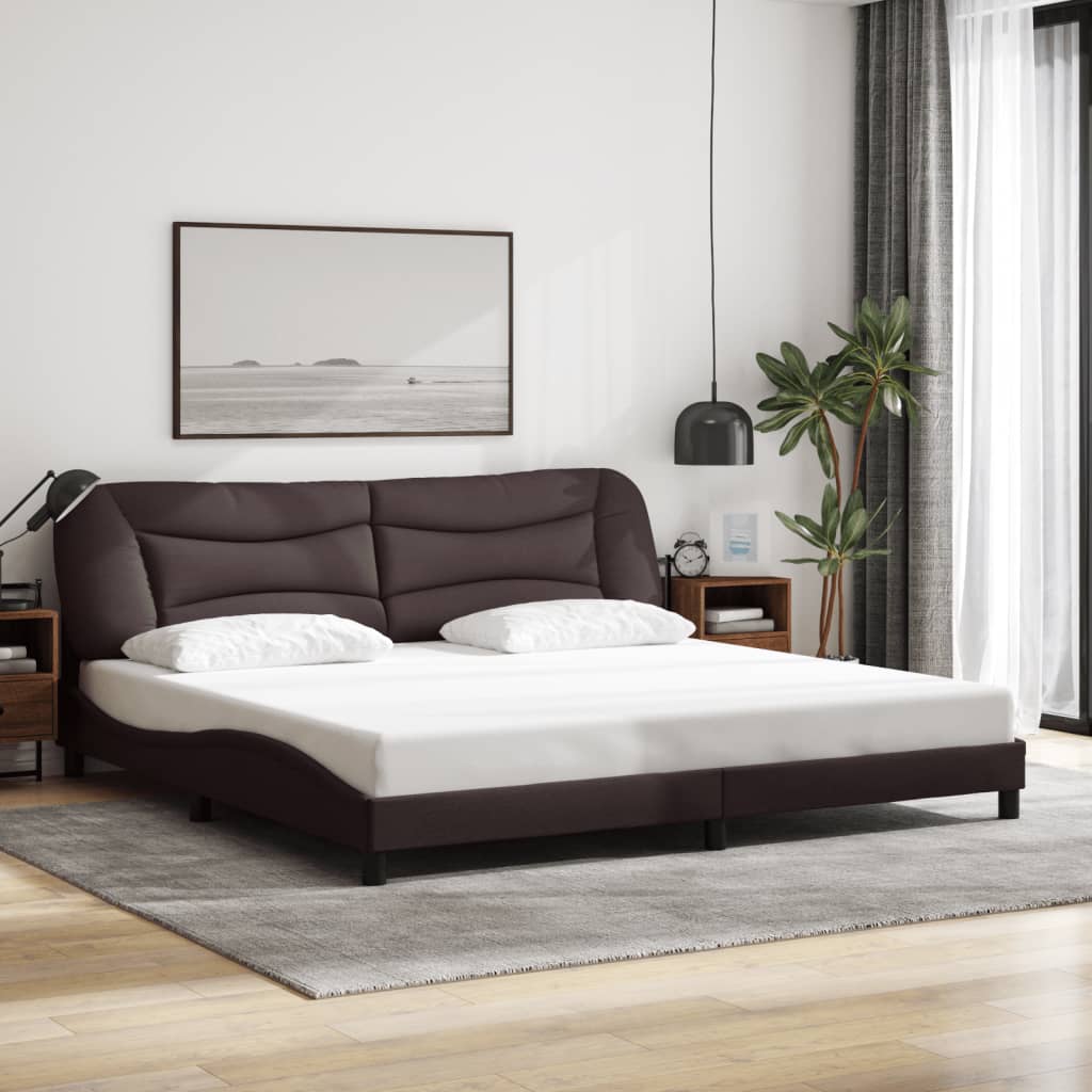 Bedframe met LED zonder matras "Hvar" 200x200 cm stof donkerbruin is nu te koop bij PeponiXL, paradijselijk wonen!