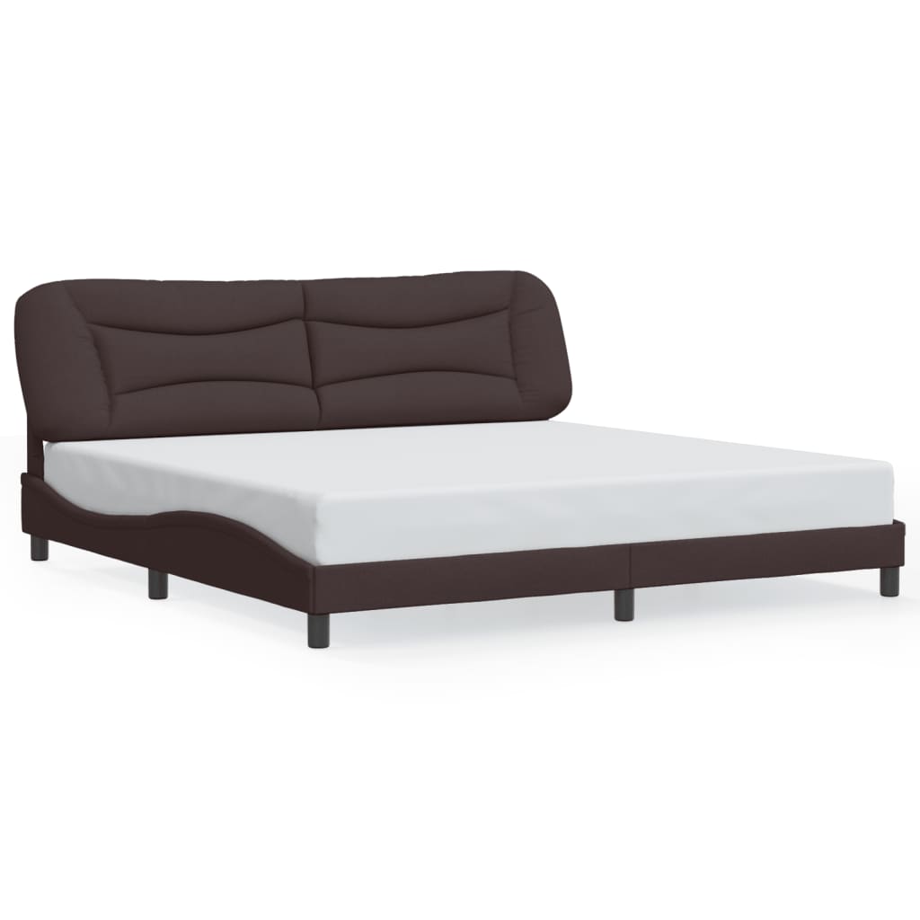 Bedframe met LED zonder matras "Hvar" 200x200 cm stof donkerbruin is nu te koop bij PeponiXL, paradijselijk wonen!