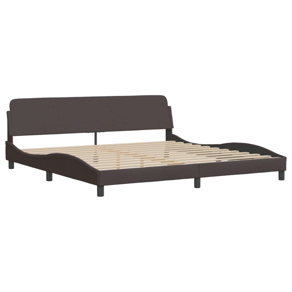 Bedframe met LED zonder matras "Hvar" 200x200 cm stof donkerbruin is nu te koop bij PeponiXL, paradijselijk wonen!