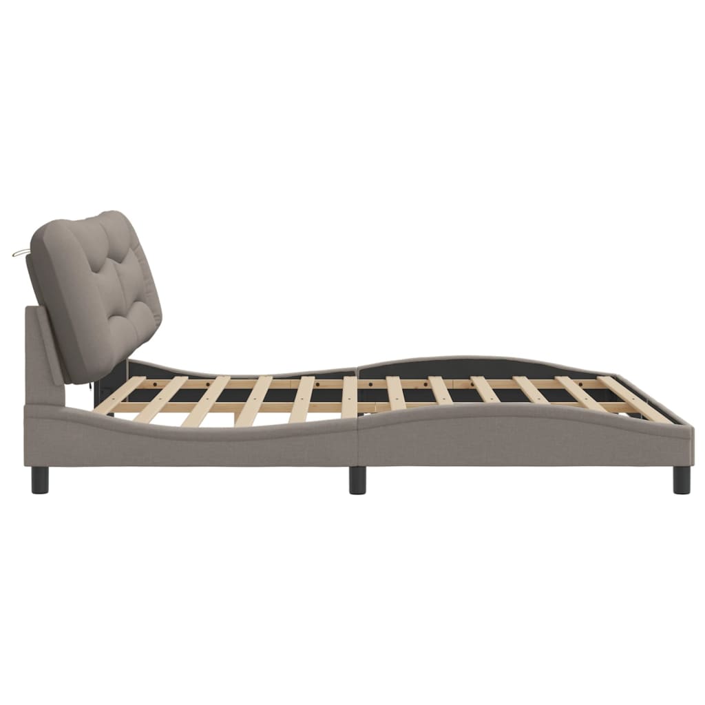 Bedframe met LED zonder matras "Hvar" 200x200 cm stof taupe is nu te koop bij PeponiXL, paradijselijk wonen!