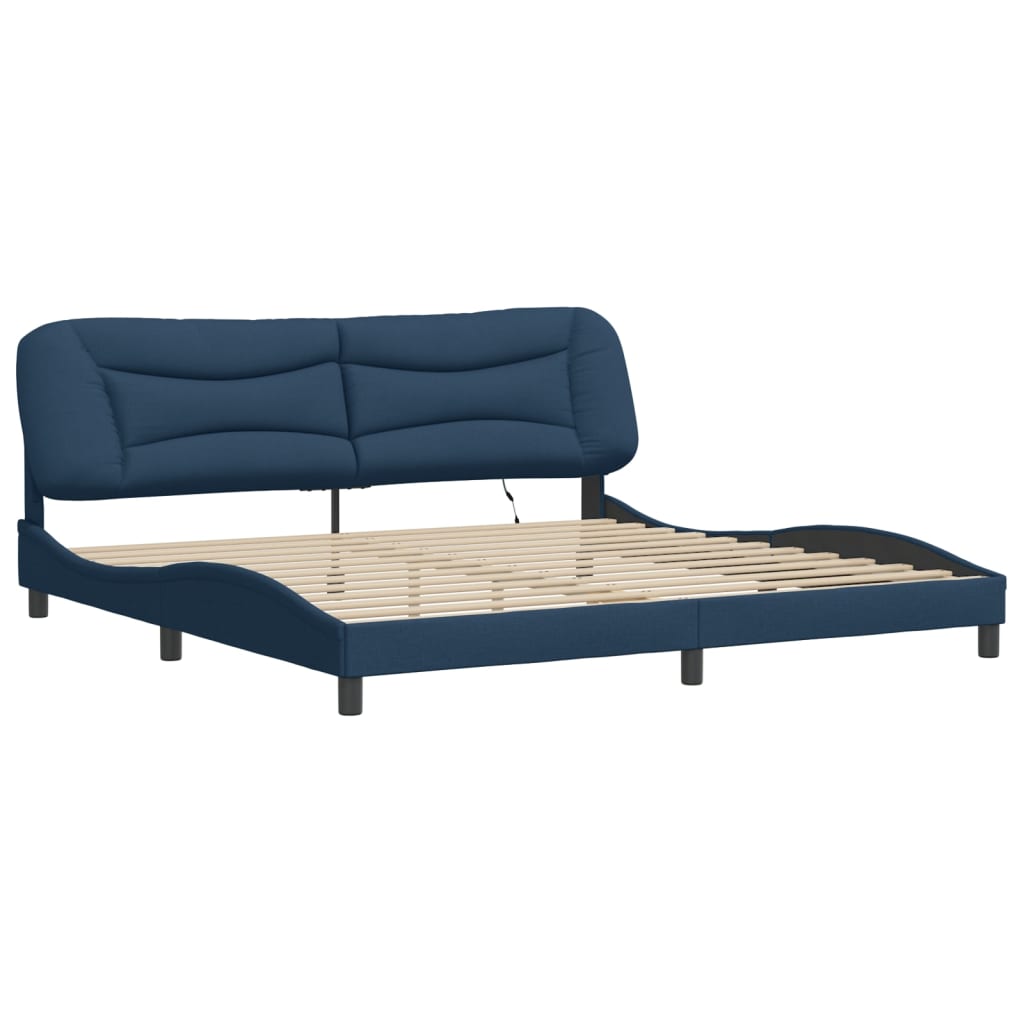 Bedframe met LED zonder matras "Hvar" 200x200 cm stof blauw is nu te koop bij PeponiXL, paradijselijk wonen!