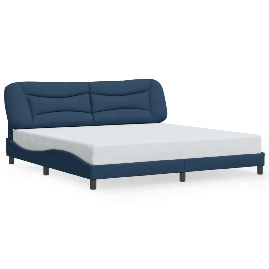 Bedframe met LED zonder matras "Hvar" 200x200 cm stof blauw is nu te koop bij PeponiXL, paradijselijk wonen!