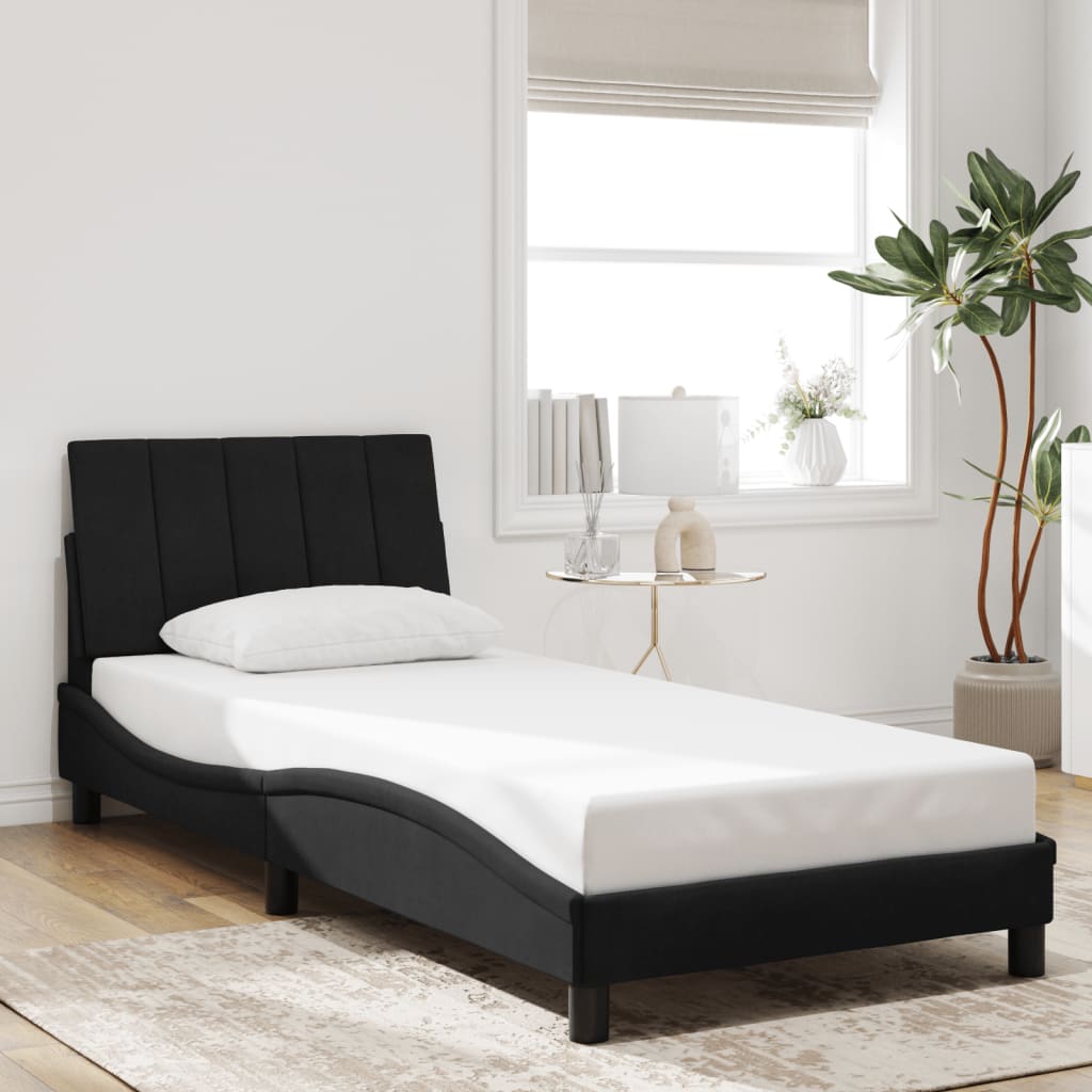 Bedframe met LED zonder matras "Hanko" fluweel zwart 80x200 cm is nu te koop bij PeponiXL, paradijselijk wonen!