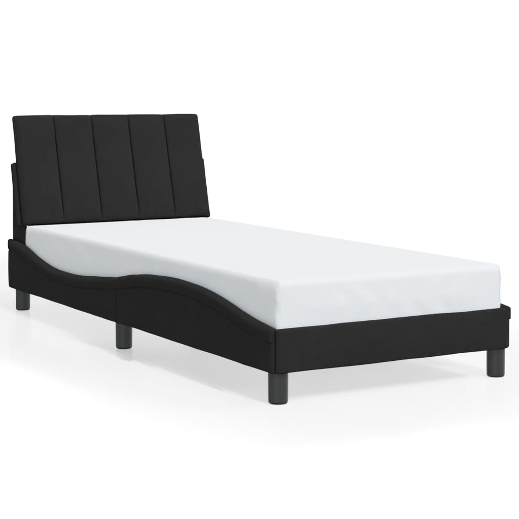 Bedframe met LED zonder matras "Hanko" fluweel zwart 80x200 cm is nu te koop bij PeponiXL, paradijselijk wonen!