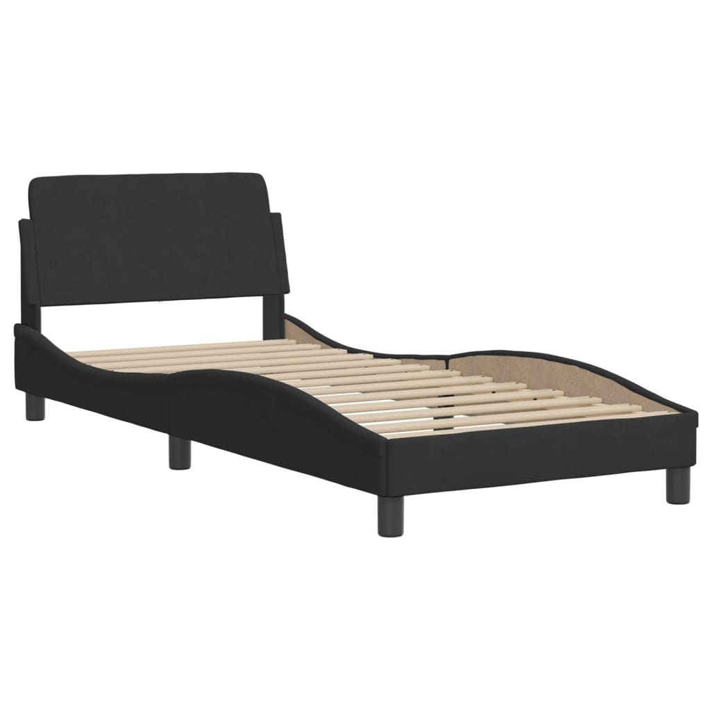 Bedframe met LED zonder matras "Hanko" fluweel zwart 80x200 cm is nu te koop bij PeponiXL, paradijselijk wonen!
