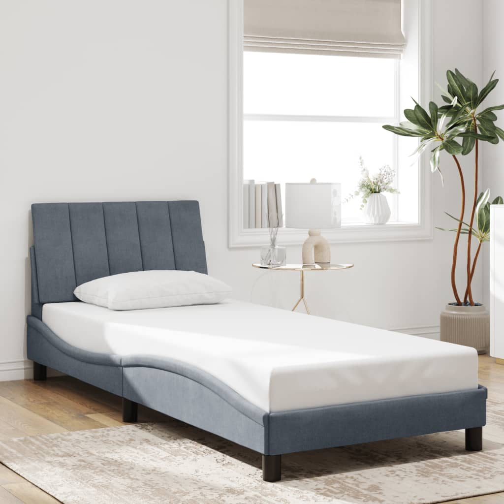 Bedframe met LED zonder matras "Hanko" fluweel donkergrijs 90x200 cm is nu te koop bij PeponiXL, paradijselijk wonen!