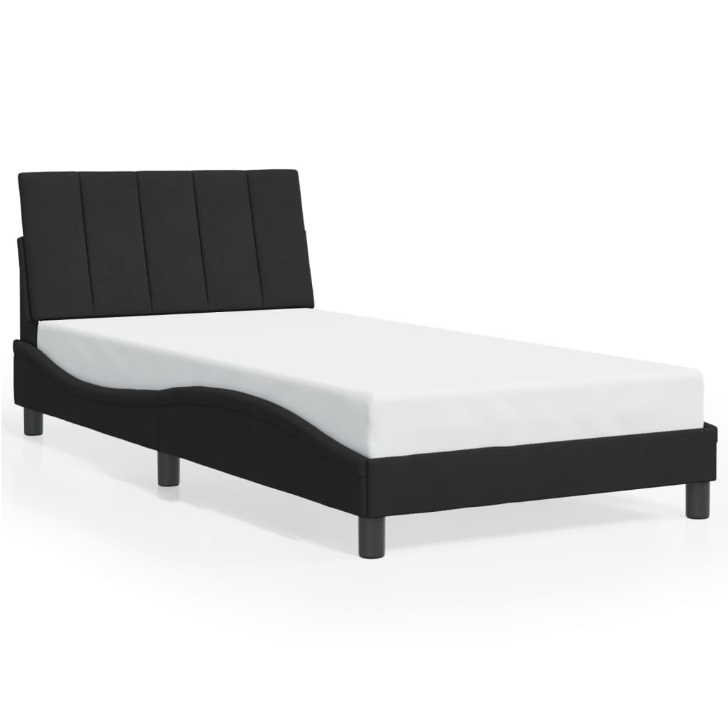 Bedframe met LED zonder matras "Hanko" fluweel zwart 100x200 cm is nu te koop bij PeponiXL, paradijselijk wonen!