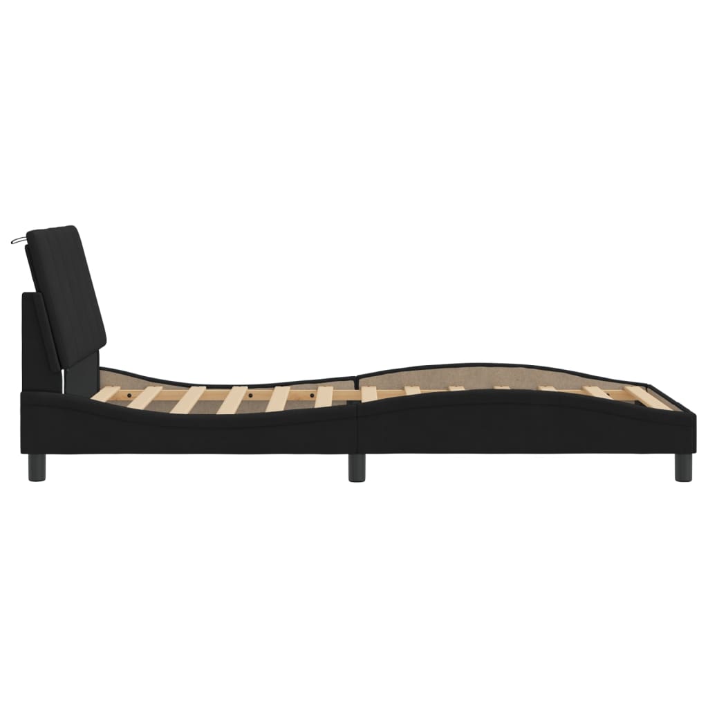 Bedframe met LED zonder matras "Hanko" fluweel zwart 100x200 cm is nu te koop bij PeponiXL, paradijselijk wonen!