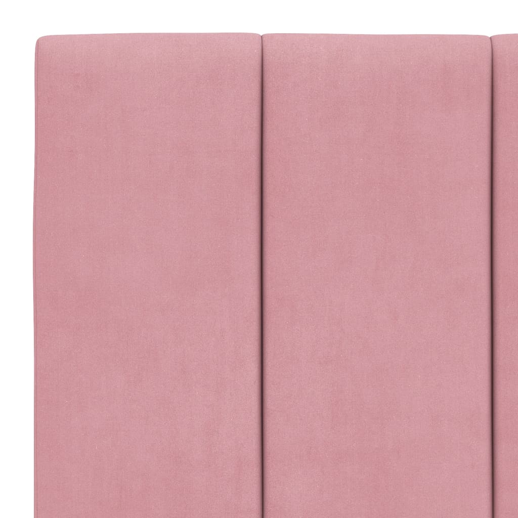 Bedframe met LED zonder matras "Hanko" fluweel roze 100x200 cm is nu te koop bij PeponiXL, paradijselijk wonen!