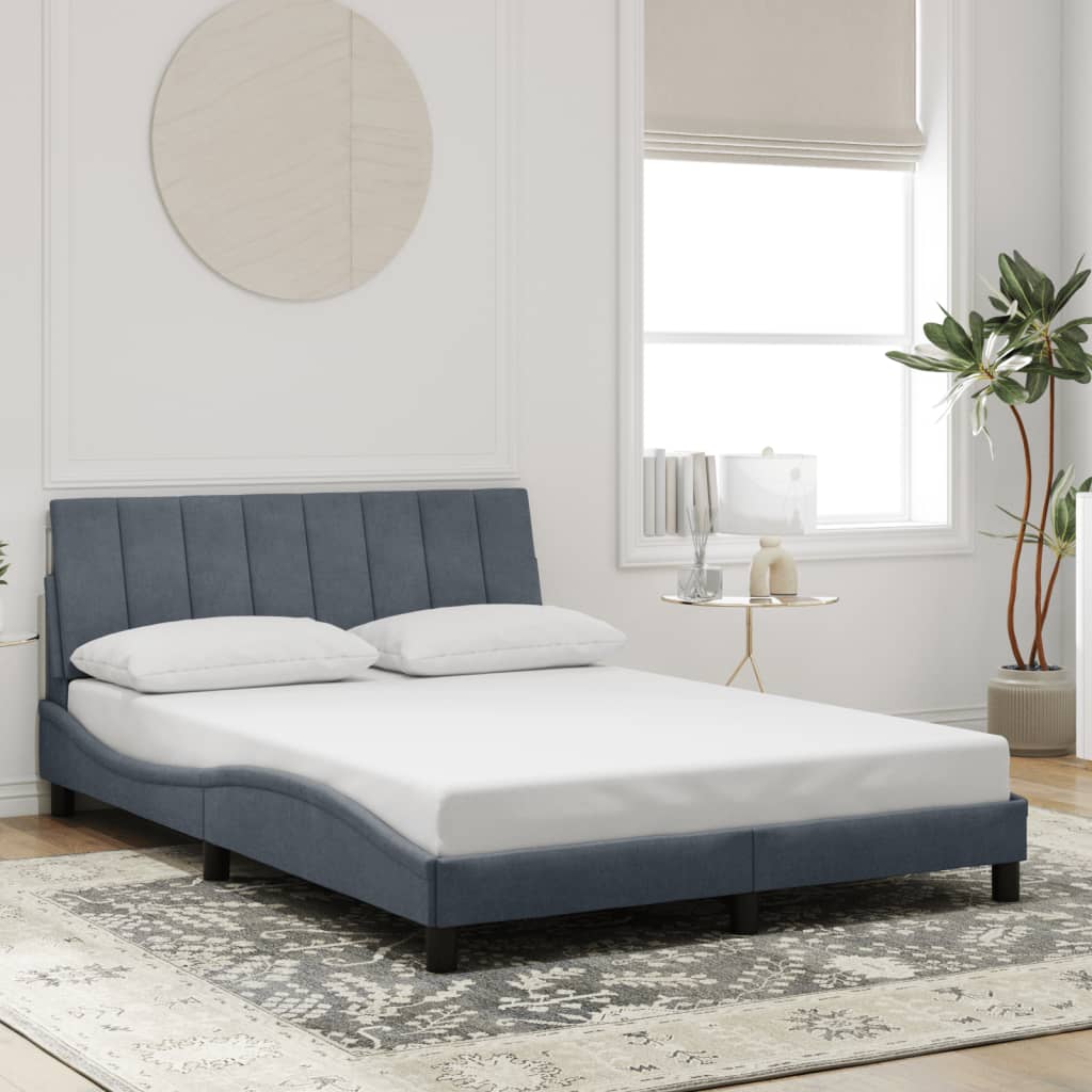 Bedframe met LED zonder matras "Hanko" fluweel donkergrijs 120x200 cm is nu te koop bij PeponiXL, paradijselijk wonen!