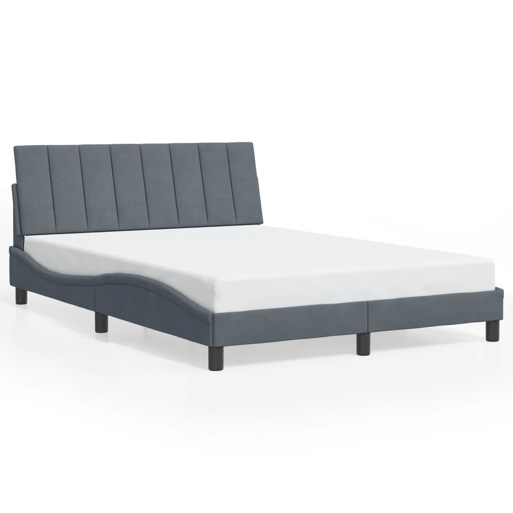Bedframe met LED zonder matras "Hanko" fluweel donkergrijs 120x200 cm is nu te koop bij PeponiXL, paradijselijk wonen!