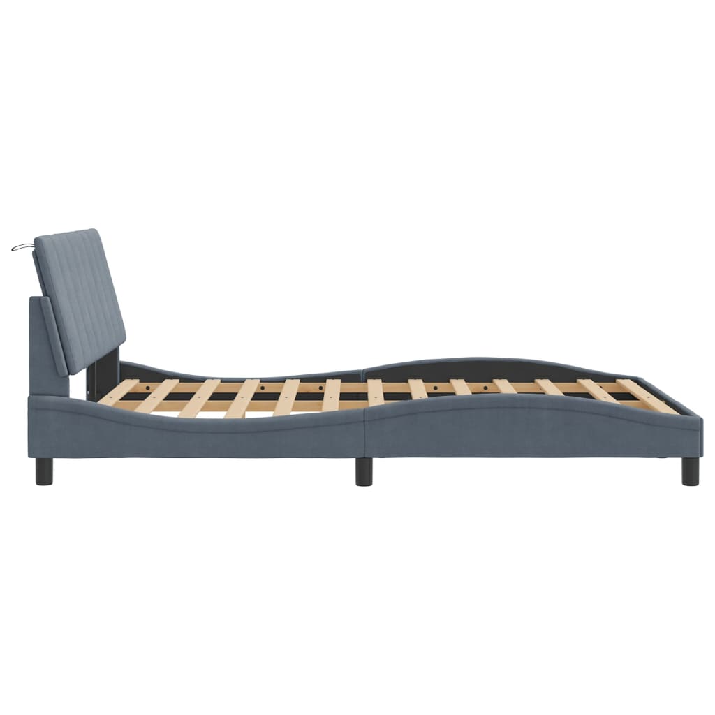 Bedframe met LED zonder matras "Hanko" fluweel donkergrijs 120x200 cm is nu te koop bij PeponiXL, paradijselijk wonen!