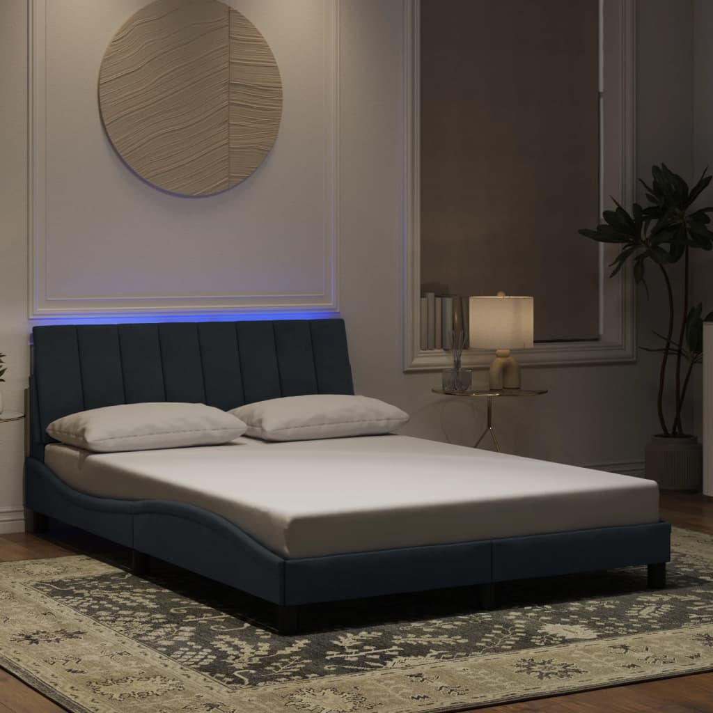 Bedframe met LED zonder matras "Hanko" fluweel donkergrijs 120x200 cm is nu te koop bij PeponiXL, paradijselijk wonen!