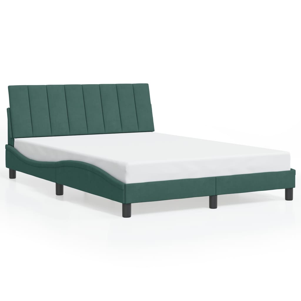 Bedframe met LED zonder matras "Hanko" fluweel donkergroen 120x200 cm is nu te koop bij PeponiXL, paradijselijk wonen!