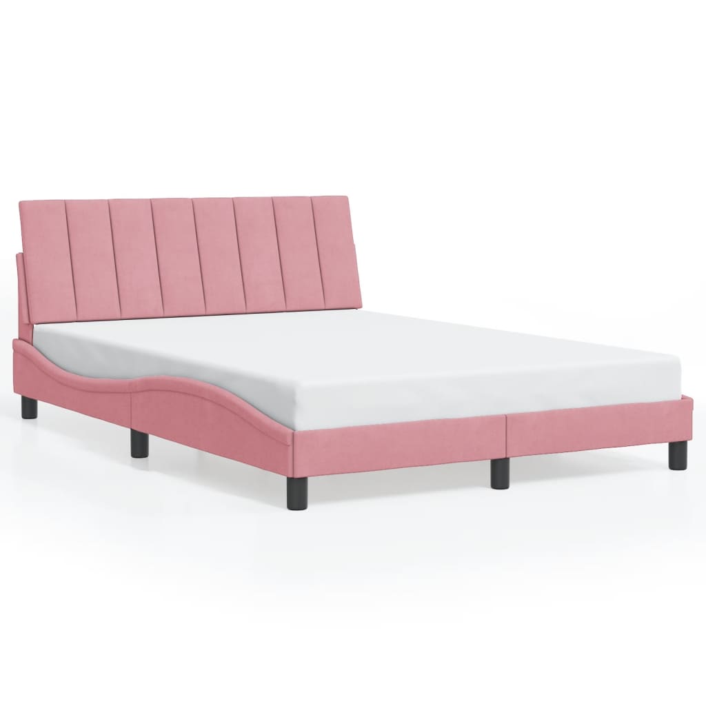 Bedframe met LED zonder matras "Hanko" fluweel roze 120x200 cm is nu te koop bij PeponiXL, paradijselijk wonen!