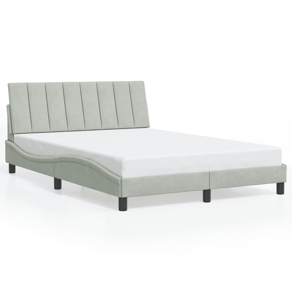 Bedframe met LED zonder matras "Hanko" fluweel lichtgrijs 140x190 cm is nu te koop bij PeponiXL, paradijselijk wonen!