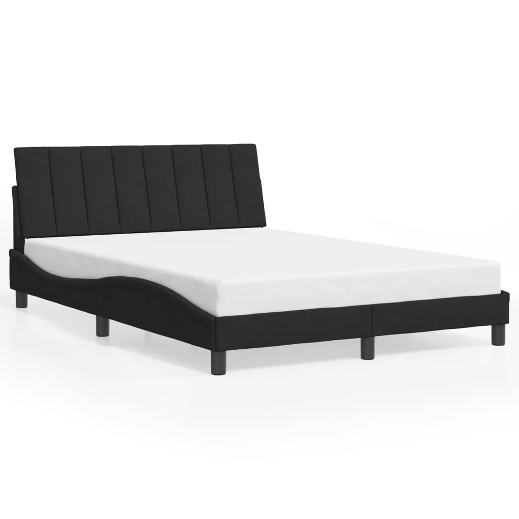 Bedframe met LED zonder matras "Hanko" fluweel zwart 140x190 cm is nu te koop bij PeponiXL, paradijselijk wonen!