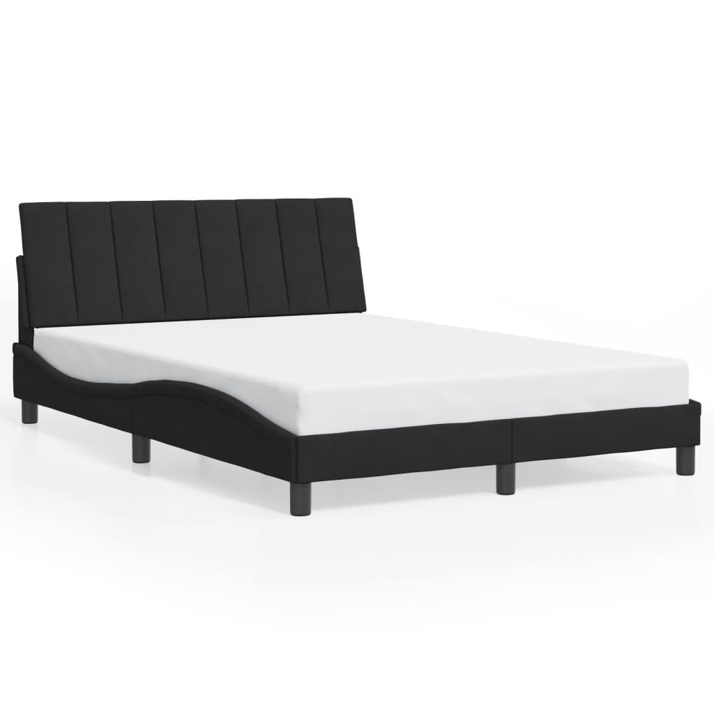 Bedframe met LED zonder matras "Hanko" fluweel zwart 140x200 cm is nu te koop bij PeponiXL, paradijselijk wonen!