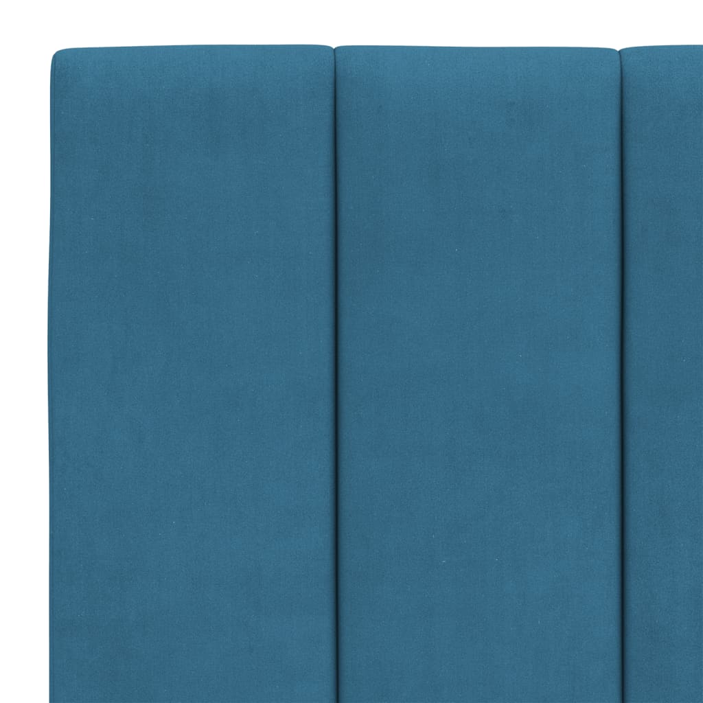 Bedframe met LED zonder matras "Hanko" fluweel blauw 140x200 cm is nu te koop bij PeponiXL, paradijselijk wonen!