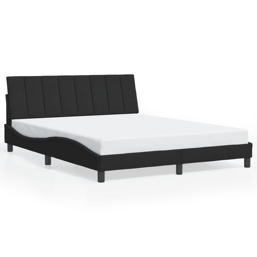 Bedframe met LED zonder matras "Hanko" fluweel zwart 160x200 cm is nu te koop bij PeponiXL, paradijselijk wonen!