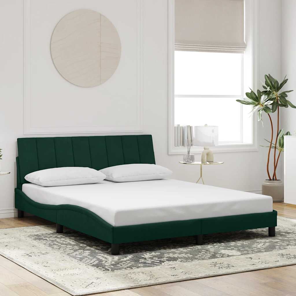 Bedframe met LED zonder matras "Hanko" fluweel donkergroen 160x200 cm is nu te koop bij PeponiXL, paradijselijk wonen!