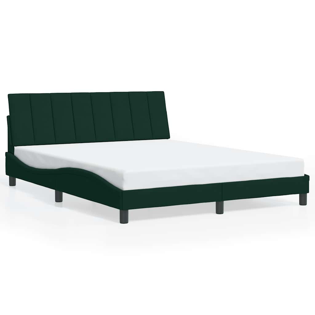 Bedframe met LED zonder matras "Hanko" fluweel donkergroen 160x200 cm is nu te koop bij PeponiXL, paradijselijk wonen!