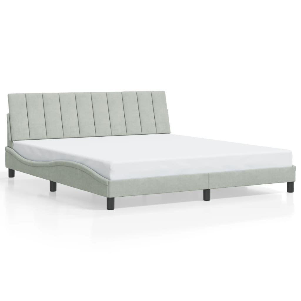 Bedframe met LED zonder matras "Hanko" fluweel lichtgrijs 180x200 cm is nu te koop bij PeponiXL, paradijselijk wonen!
