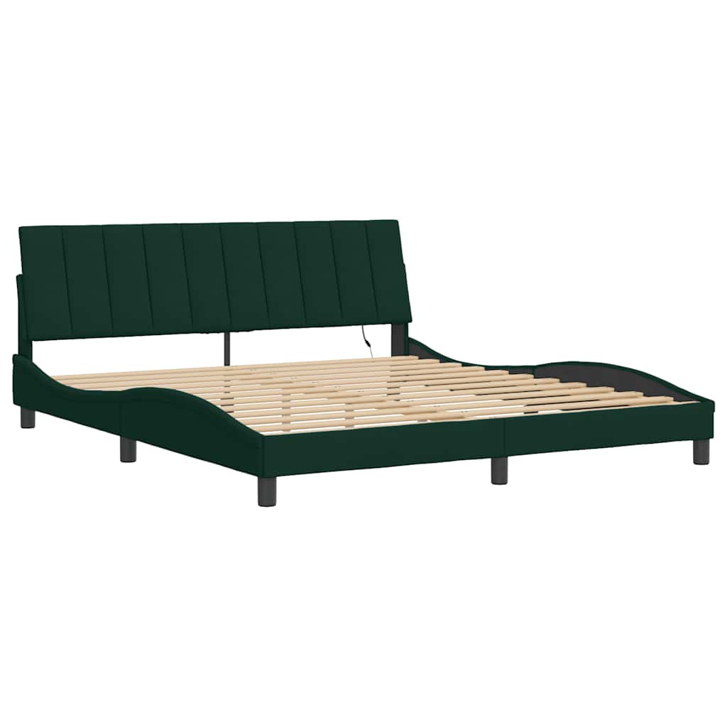Bedframe met LED zonder matras "Hanko" fluweel donkergroen 180x200 cm is nu te koop bij PeponiXL, paradijselijk wonen!