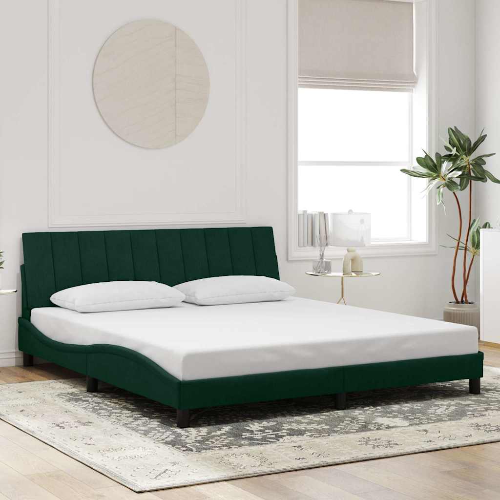 Bedframe met LED zonder matras "Hanko" fluweel donkergroen 180x200 cm is nu te koop bij PeponiXL, paradijselijk wonen!