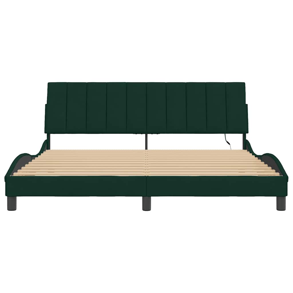 Bedframe met LED zonder matras "Hanko" fluweel donkergroen 180x200 cm is nu te koop bij PeponiXL, paradijselijk wonen!