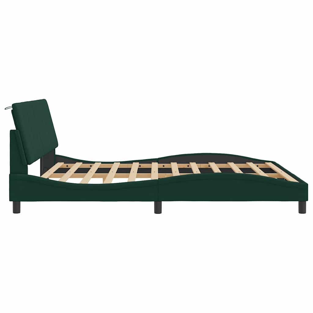 Bedframe met LED zonder matras "Hanko" fluweel donkergroen 180x200 cm is nu te koop bij PeponiXL, paradijselijk wonen!