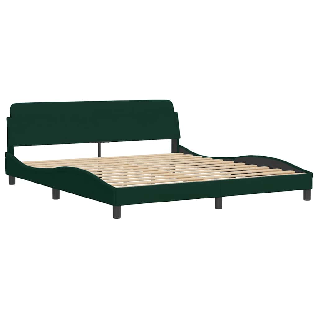 Bedframe met LED zonder matras "Hanko" fluweel donkergroen 180x200 cm is nu te koop bij PeponiXL, paradijselijk wonen!