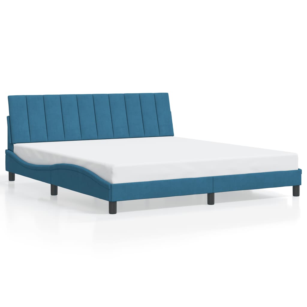 Bedframe met LED zonder matras "Hanko" fluweel blauw 180x200 cm is nu te koop bij PeponiXL, paradijselijk wonen!
