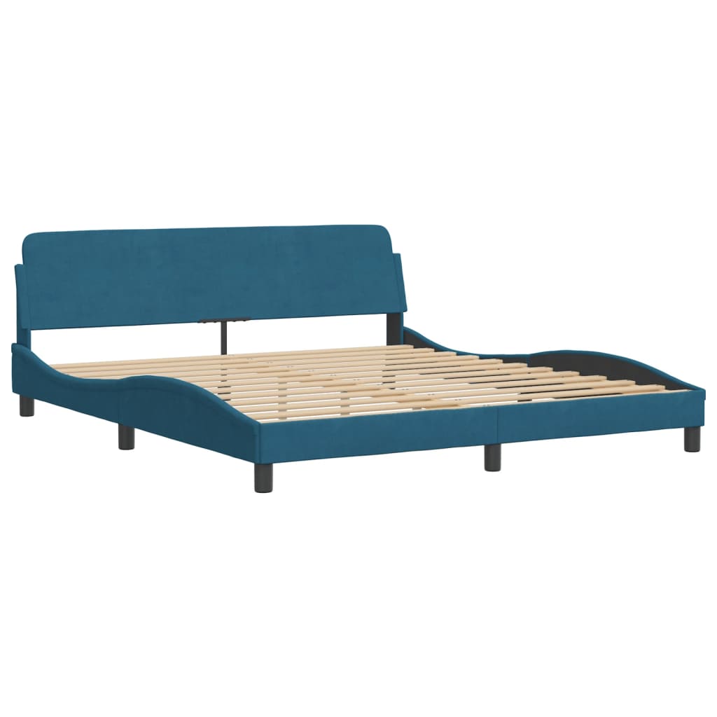 Bedframe met LED zonder matras "Hanko" fluweel blauw 180x200 cm is nu te koop bij PeponiXL, paradijselijk wonen!