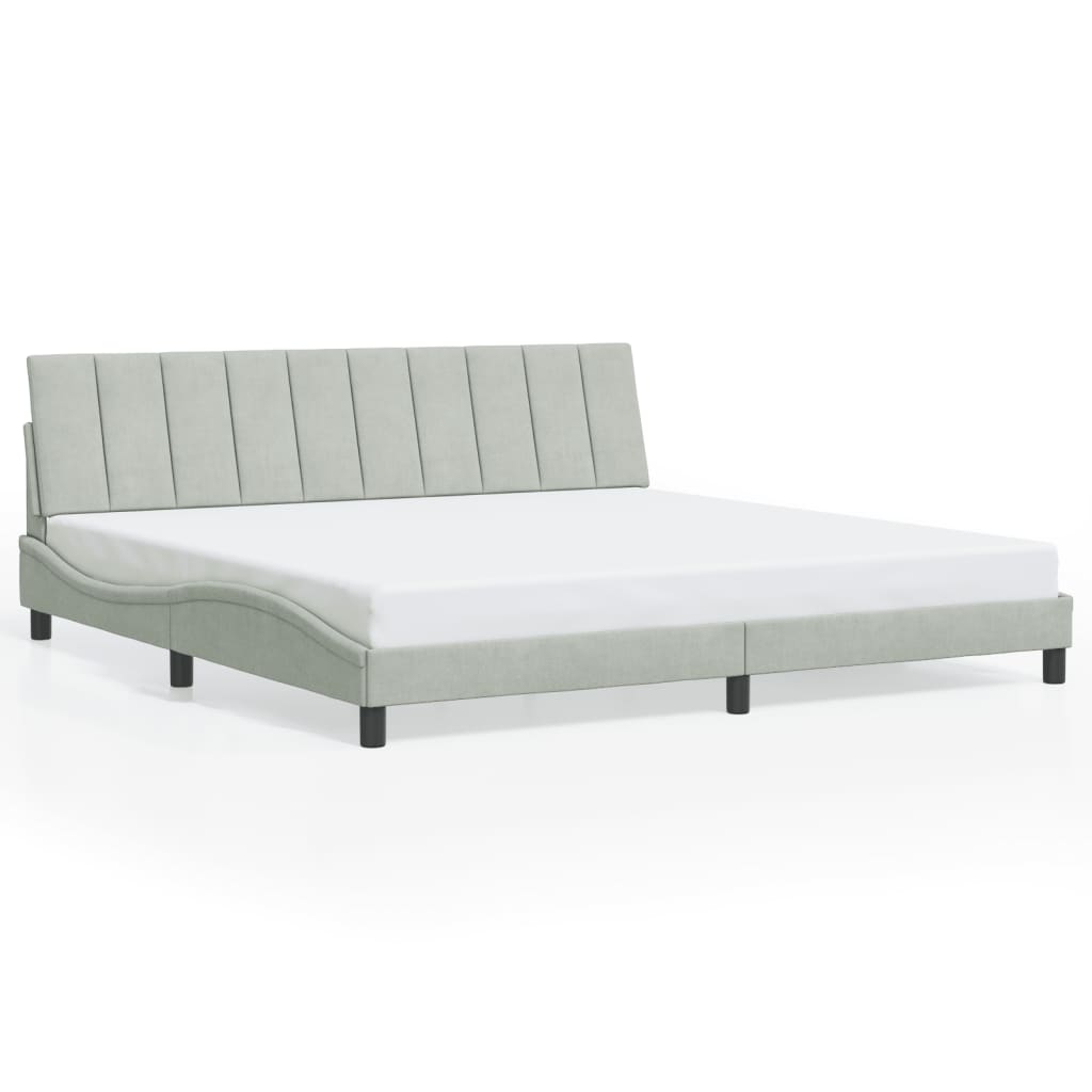 Bedframe met LED zonder matras "Hanko" fluweel lichtgrijs 200x200 cm is nu te koop bij PeponiXL, paradijselijk wonen!