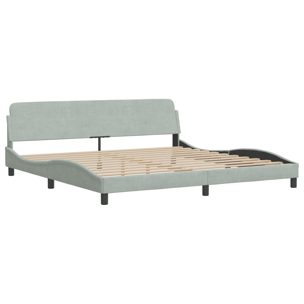 Bedframe met LED zonder matras "Hanko" fluweel lichtgrijs 200x200 cm is nu te koop bij PeponiXL, paradijselijk wonen!