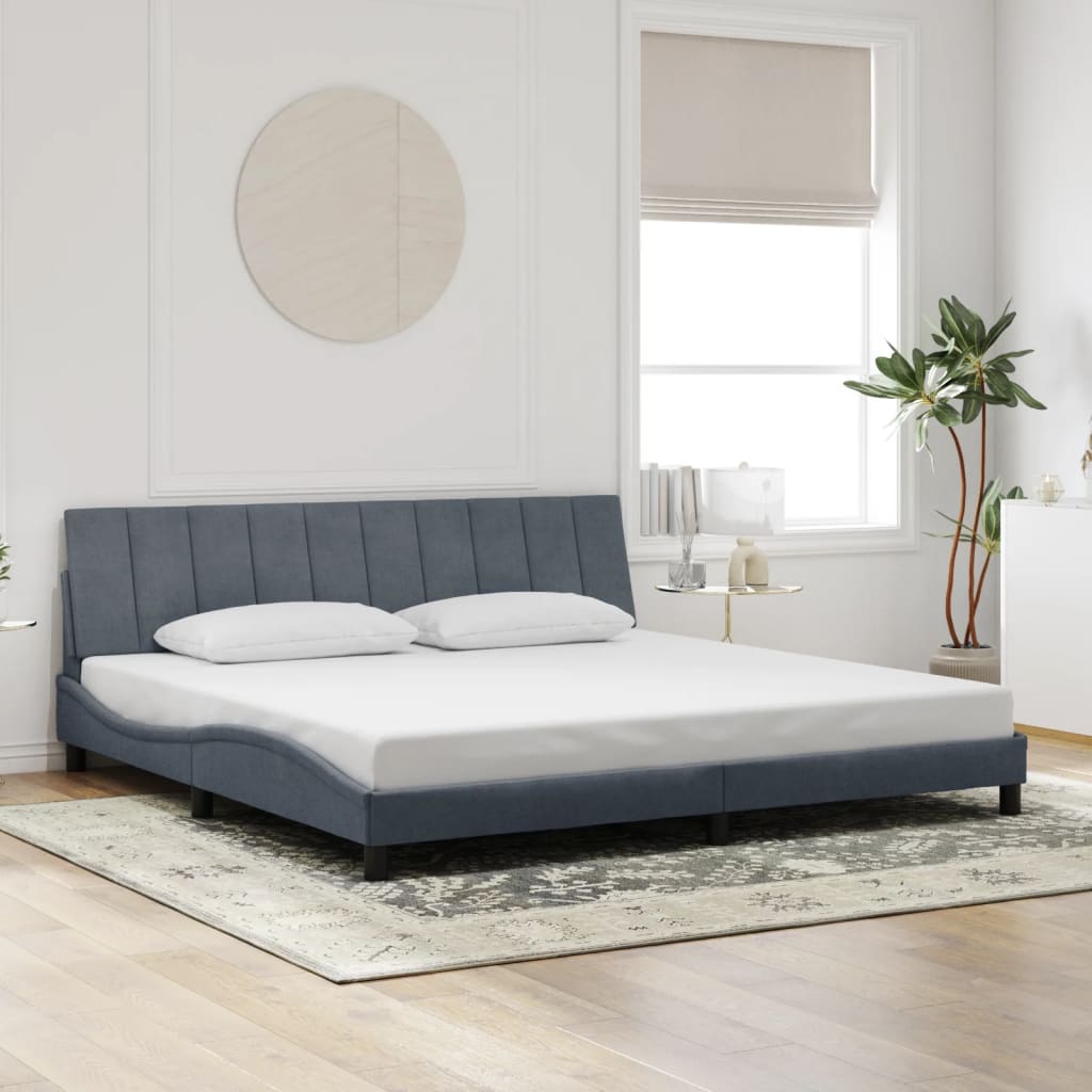 Bedframe met LED zonder matras "Hanko" fluweel donkergrijs 200x200 cm is nu te koop bij PeponiXL, paradijselijk wonen!