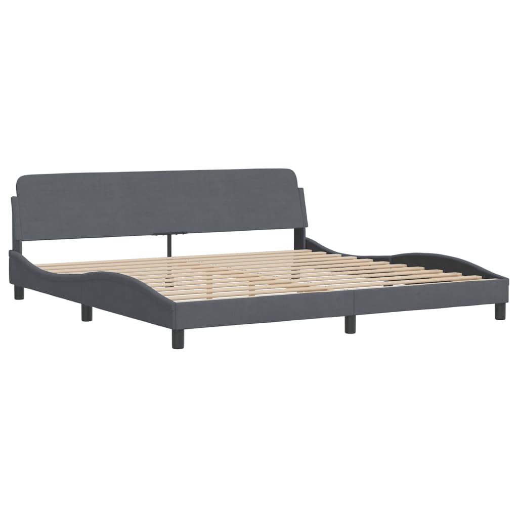 Bedframe met LED zonder matras "Hanko" fluweel donkergrijs 200x200 cm is nu te koop bij PeponiXL, paradijselijk wonen!