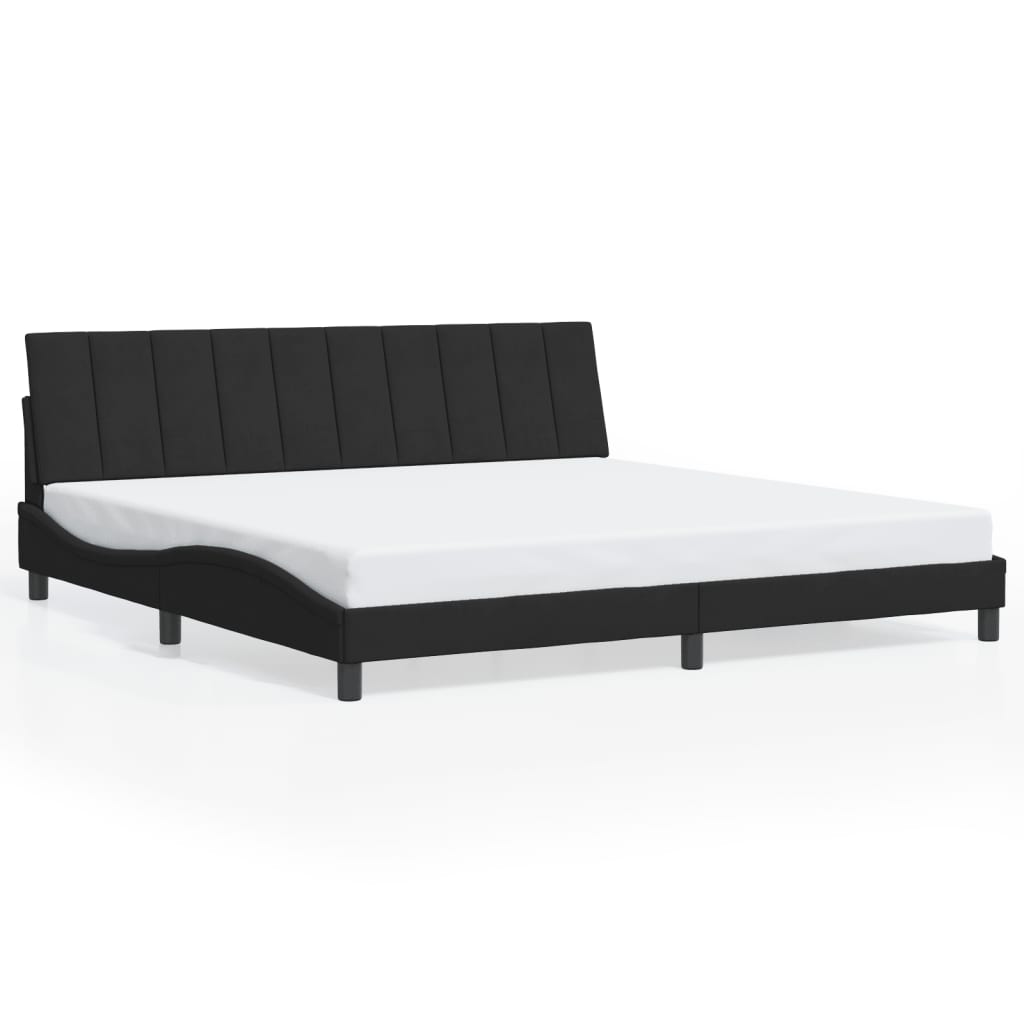 Bedframe met LED zonder matras "Hanko" fluweel zwart 200x200 cm is nu te koop bij PeponiXL, paradijselijk wonen!