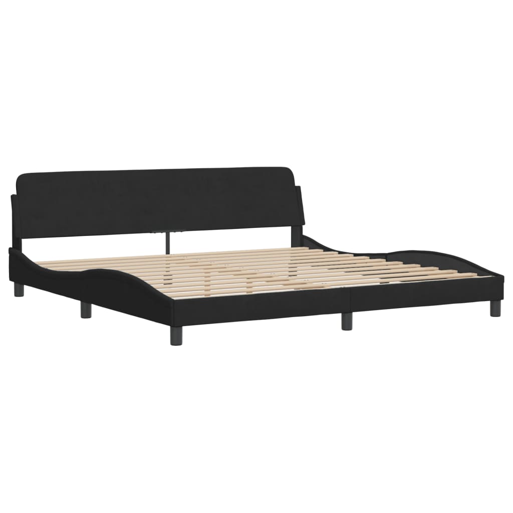 Bedframe met LED zonder matras "Hanko" fluweel zwart 200x200 cm is nu te koop bij PeponiXL, paradijselijk wonen!