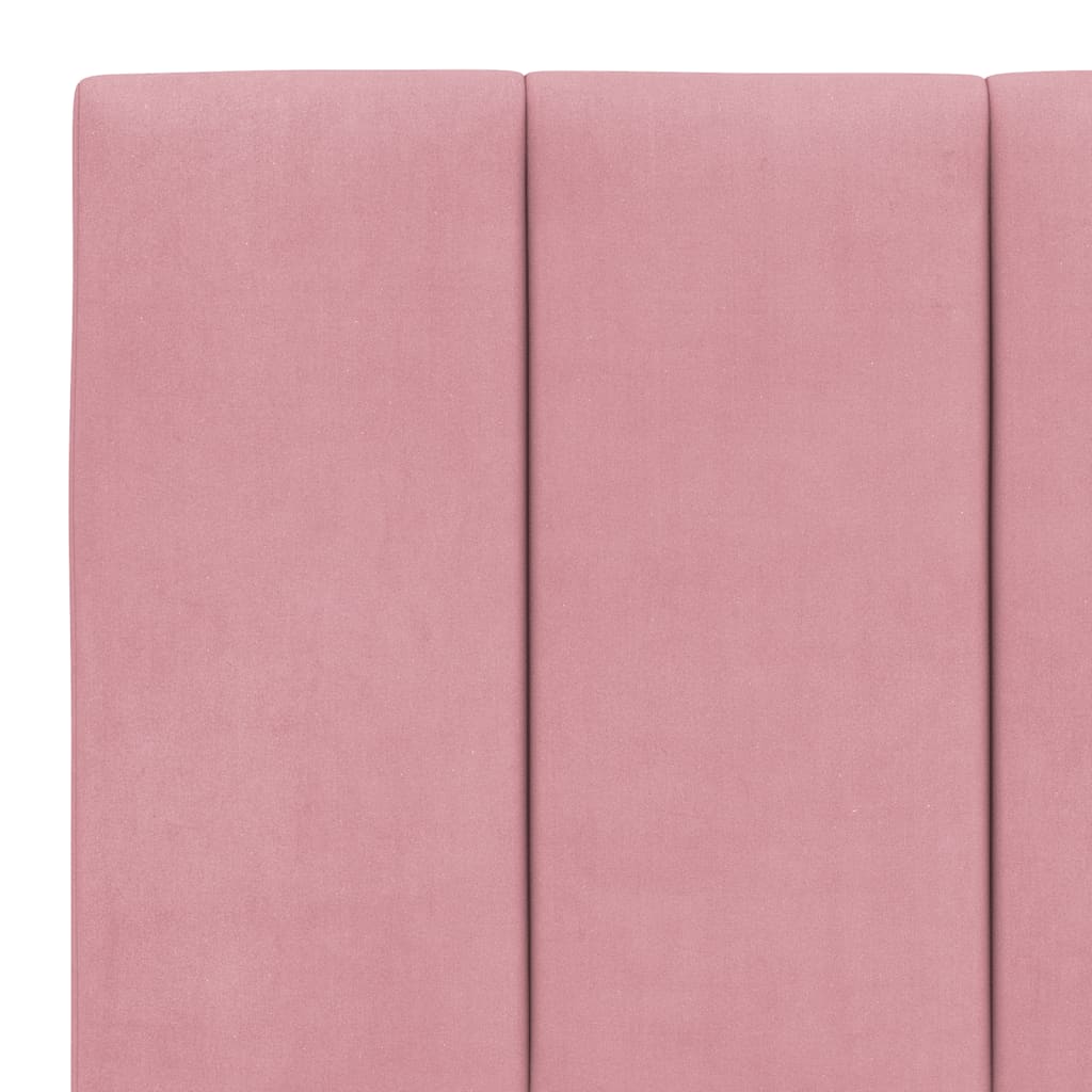 Bedframe met LED zonder matras "Hanko" fluweel roze 200x200 cm is nu te koop bij PeponiXL, paradijselijk wonen!