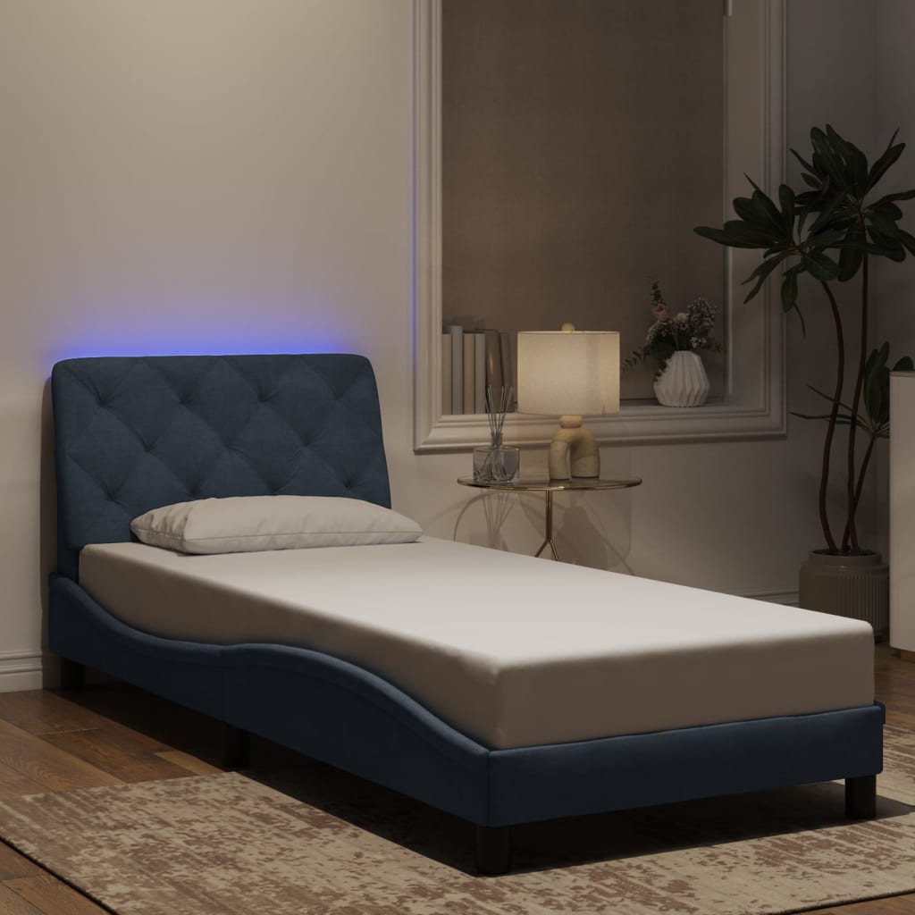 Bedframe met LED zonder matras fluweel donkergrijs 80x200 cm is nu te koop bij PeponiXL, paradijselijk wonen!