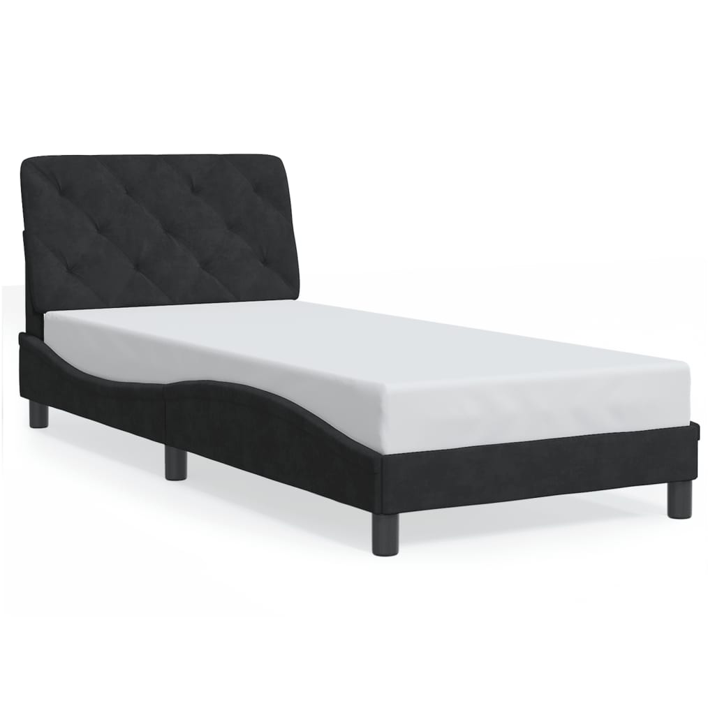 Bedframe met LED zonder matras fluweel zwart 80x200 cm is nu te koop bij PeponiXL, paradijselijk wonen!