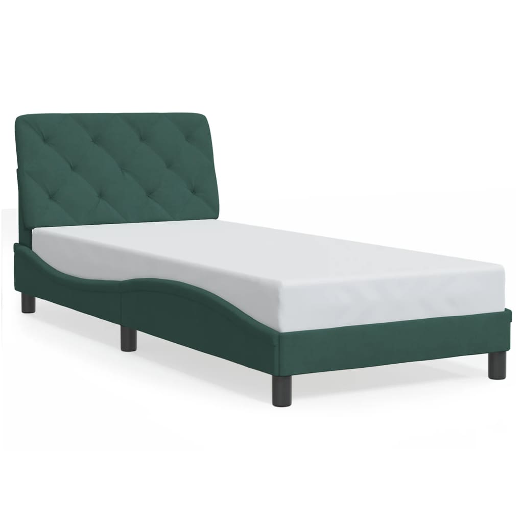 Bedframe met LED zonder matras fluweel donkergroen 80x200 cm is nu te koop bij PeponiXL, paradijselijk wonen!