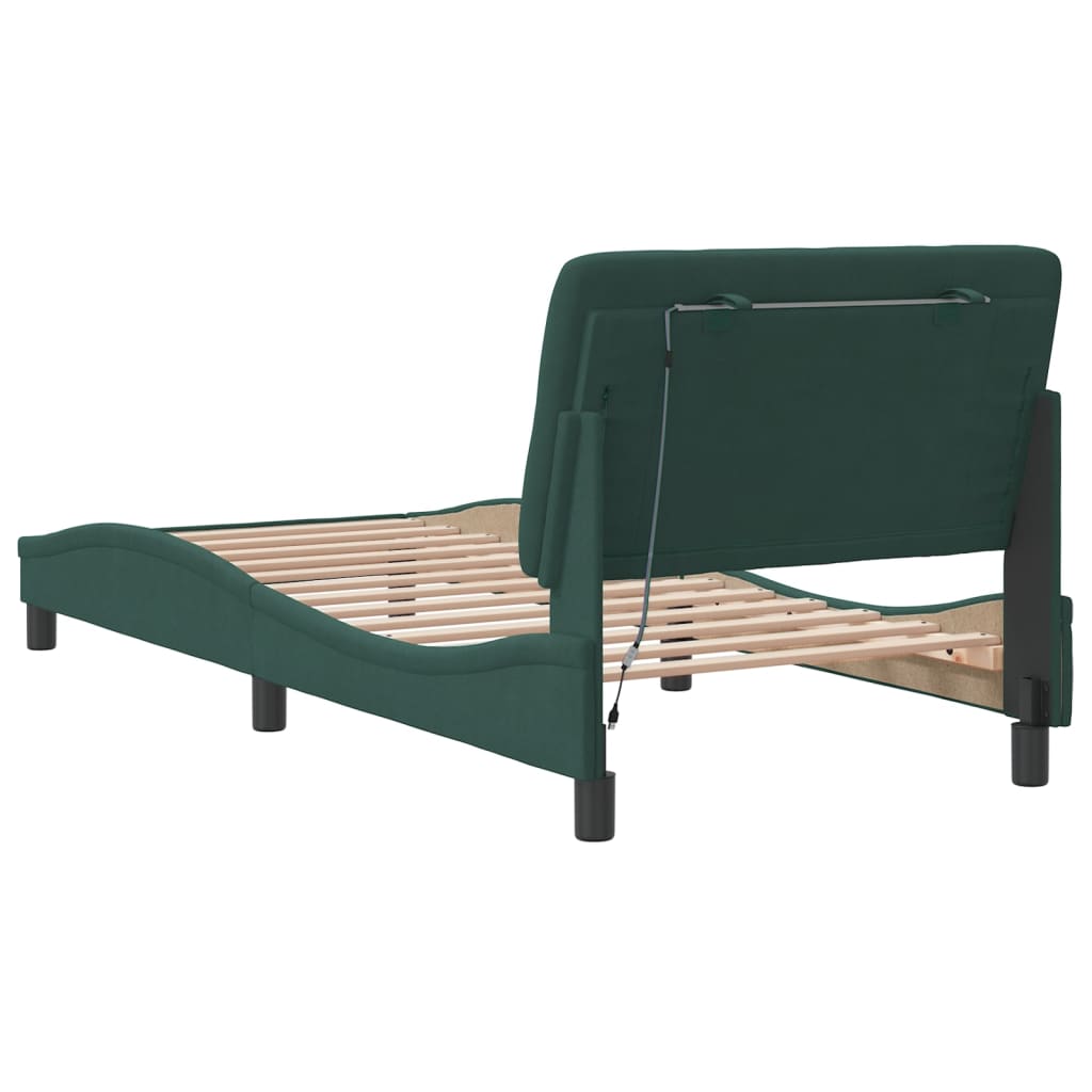 Bedframe met LED zonder matras fluweel donkergroen 80x200 cm is nu te koop bij PeponiXL, paradijselijk wonen!